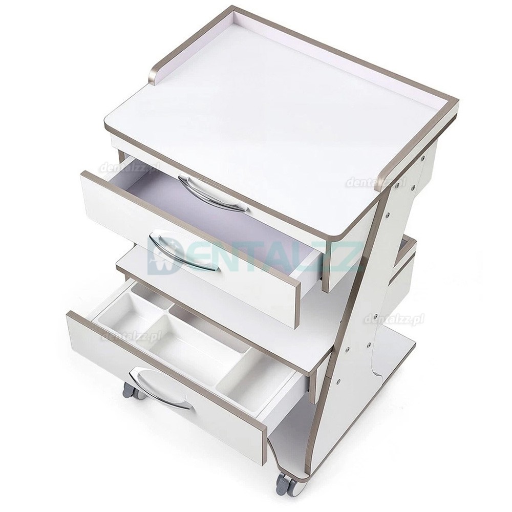 Dentech G06 W&oacute;zek Stomatologiczny z Szafką i Tacą na Narzędzia Podw&oacute;jna Szuflada